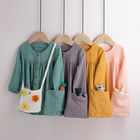 Baby / Toddler Casual Solid Pocket Design Long-sleeve Dresses