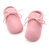 Baby / Toddler Fashionable Solid Lace-up Fringed Prewalker Leather Shoes