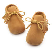 Baby / Toddler Fashionable Solid Lace-up Fringed Prewalker Leather Shoes
