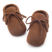 Baby / Toddler Fashionable Solid Lace-up Fringed Prewalker Leather Shoes