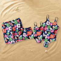 Colorful Floral Print Family Matching Swimsuits
