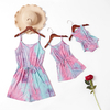 Colorful Tie dye Tank Rompers for Mommy-girl-baby
