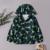 Cool Dinosaur Print Zipper Front Coat For Boys