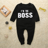 Cool Letter Print Long-sleeve Jumpsuit in Black for Baby Boy