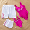 Cool Royal Family Letter Print Matching Swimsuit