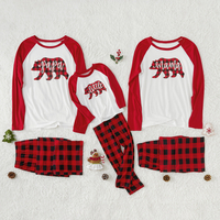 Lovely Bear Long-sleeve Top and Plaid Pants Christmas Family Matching Pajamas Set