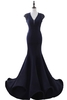 CAMILLA Mermaid V-Neck Dark Navy Prom Dresses with Beading