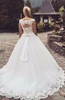 Cap Sleeve Lace-Up Bowknot Back Ball Gown Wedding Dresses