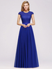 Cap Sleeves Chiffon Aline Bridesmaid Dresses Floral Lace Floor Length Special Occasion Dress