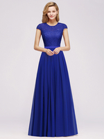 Cap Sleeves Chiffon Aline Bridesmaid Dresses Floral Lace Floor Length Special Occasion Dress