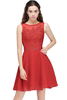 CASEY A-line Short Chiffon Red Homecoming Dresses with Lace Appliques