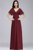 COLETTE A-line Floor-length Chiffon Burgundy Prom Dress with Soft Pleats