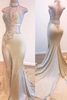 Crystal Halter Side Slit Long Prom Dresses Custom Made A-line Open Back Sleeveless Evening Dresses