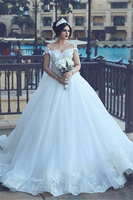 Crystal Off The Shoulder Elegant Appliques Tulle Ball Wedding Dresses Online