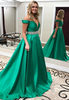 Crystal Off-the-Shoulder Green Gorgeous Prom Dress Plus Size Prom Dress BA7223