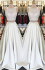 Crystals Gorgeous Custom Made Evening Gowns A-line Two Piece Sleeveless Jewel Prom Dresses