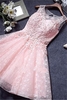 Custom Made A-line Lace Pink Sleeveless Appliques Sexy Short Homecoming Dresses