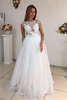 Custom Made Cap Sleeves Elegant A-Line Tulle Wedding Dresses
