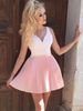 Cute Pink Beads Ruffled Short Homecoming Dress Mini Party Gown