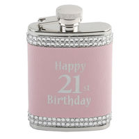 21st Birthday Pink Diamonte Hip Flask