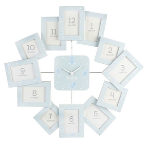 Babys First Year Frame and Clock Blue