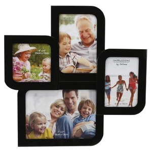 Black Gloss Four Photo Collage Frame