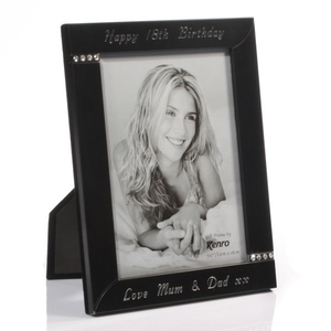 Engraved Black and Diamante Photo Frame