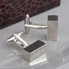 Engraved Chunky Block Cufflinks in Personalised Gift Box
