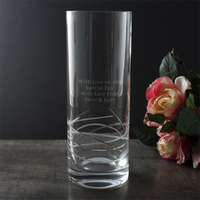 Engraved Cut Crystal Straight Sided Vase