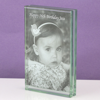 Engraved Heavy Glass Double Photo Frame