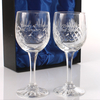 Engraved Pair Of Cut Crystal Wine Glasses