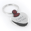 Engraved Silver Heart Keyring with Red Detail