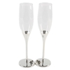 Engraved Silver Stem Flutes with Crystal Hearts