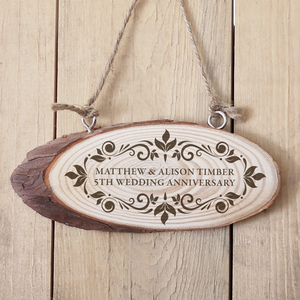 Personalised Anniversary Wooden Hanging Plaque