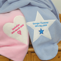 Personalised Embroidered Baby Blankets Pale Pink With Heart