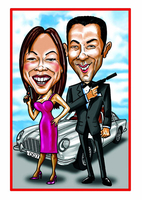 Personalised Engagement Caricature - Bond Couple