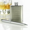 Personalised Hip Flask and Pen Set
