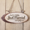 Personalised Just Married Wooden Hanging Plaque