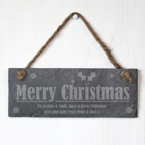 Personalised Merry Christmas Slate Plaque