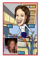 Personalised Occupation Caricatures Air Hostess/Cabin Crew