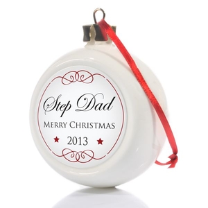 Personalised Step Dad Christmas Bauble