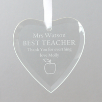 Personalised Teacher Glass Heart