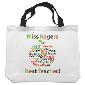 Personalised Teacher Shopping Bag - Apple Design