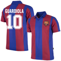 Copa Barcelona Home Guardiola 10 Retro Shirt 1984-1988 (Retro Flock Printing)