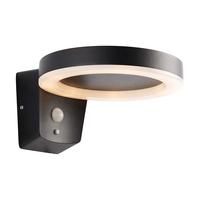 Endon Ebro Solar LED Outdoor Wall Light with PIR Sensor - Black