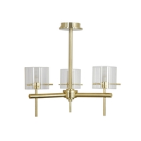 Forum Gene Glass 3 Arm Semi-Flush Ceiling Light - Satin Brass