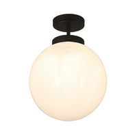 Forum Porto Glass Semi-Flush Ceiling Light - Matt Black