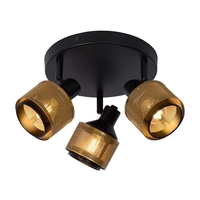 Lucide Rafa 42cm 3 Light Spotlight Plate - Black