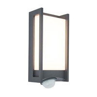Lutec Qubo LED Outdoor Flush Wall Light with PIR Sensor - Dark Grey