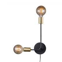 Nordlux Josefine 2 Arm Wall Light with Plug - Matt Black